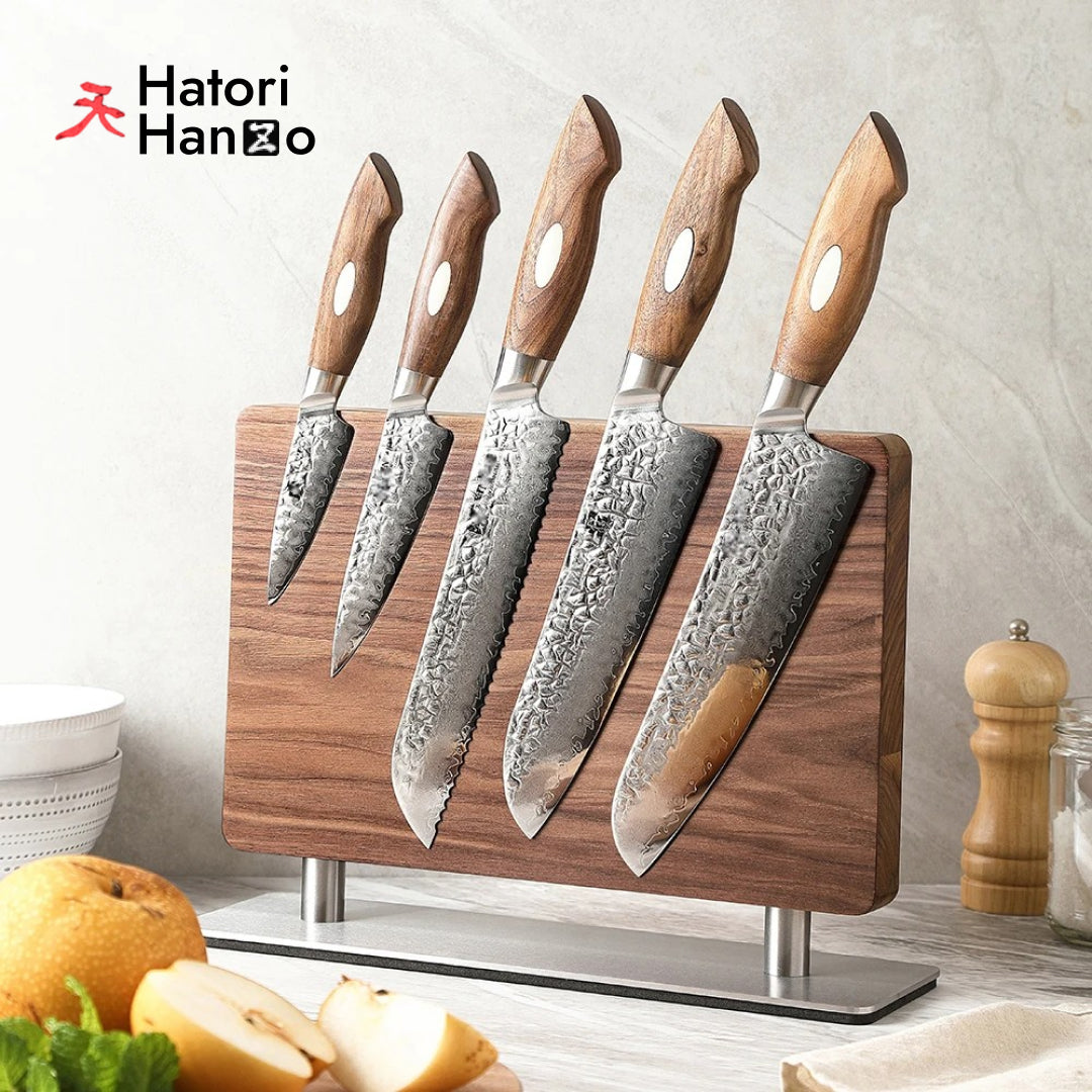 Premium Walnut Wood Magnetic Knife Stand